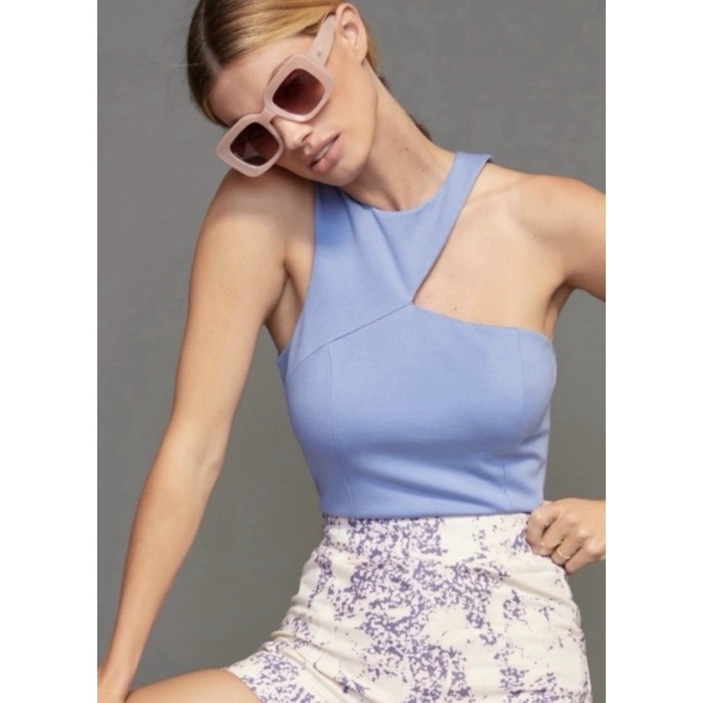 Anthropologie Sunday in Brooklyn Sz M Y2K preppy Blue Cutout Tank Top A006931